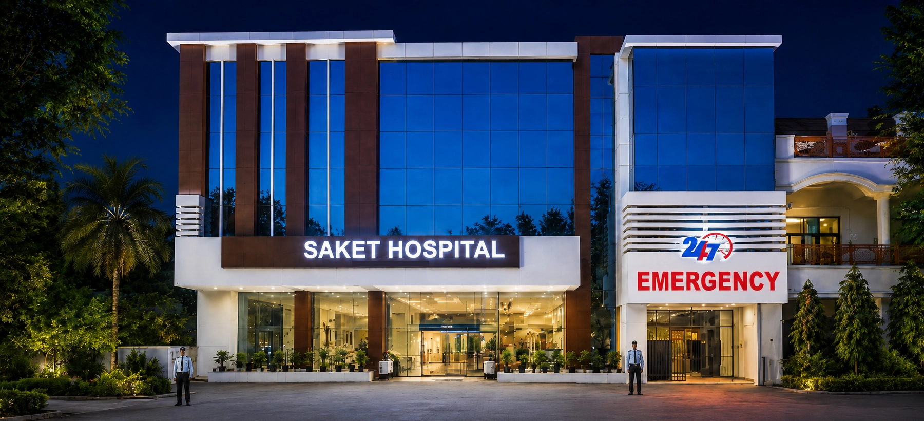 Saket Hospital Agra front view 24/7 emergency multispeciality hospital
